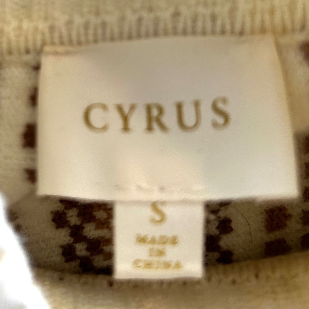 CYRUS Womens S Mock Neck Sweater Cream Brown Striped Textured Knit Quiet Luxury - Picture 3 of 7